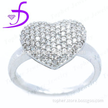 925 Sterling Silver Jewelry wholesale Micro Pave Setting Silver Heart Shaped Ring